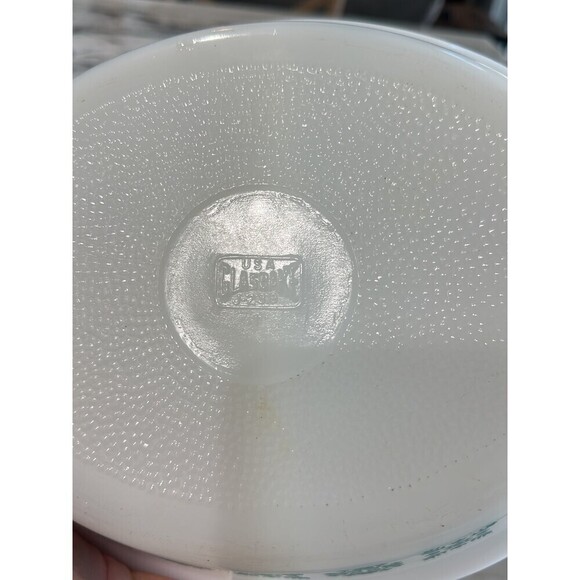 Vintage GLASBAKE Turquoise/teal Snowflake Floral design Divided Casserole Dish - Picture 4 of 5